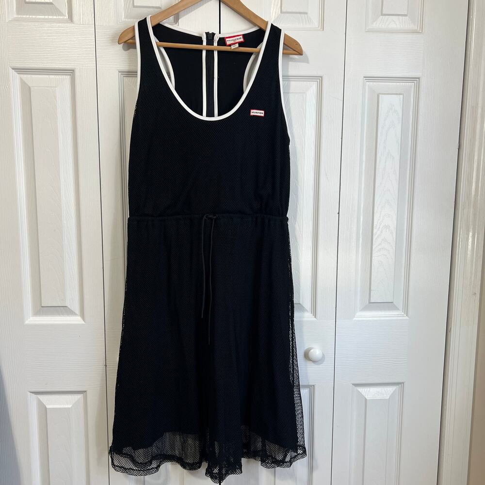 Hunter Black Mesh Mini Dress with White Trim